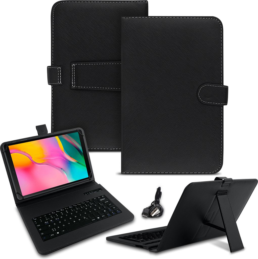 Tablet Hülle für Samsung Galaxy Tab A 10.1 2019 Tasche Bluetooth Tastatur QWERTZFarben:Schwarz