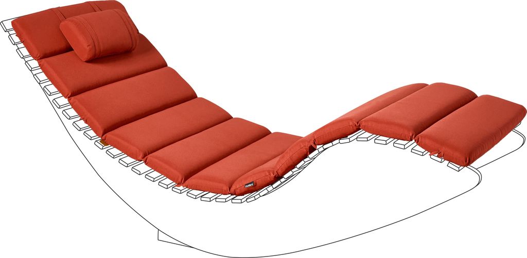 BELIANI Auflage für Gartenliege Rot Stoff Gesteppt 180x60x5 cm UV-Beständig Modernes Design Liegenauflage mit Kissen und Befestigungsbändern