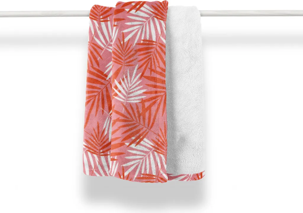 Coperta ABAKUHAUS in Pile Lavabile 125x175cm - Rosa Foglie Tropicali