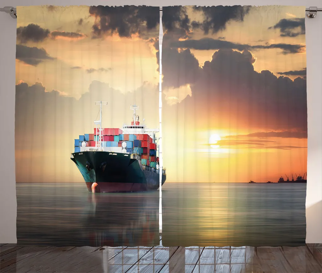 Rideau à fronces ABAKUHAUS Cargo au coucher du soleil 280 x 225 cm