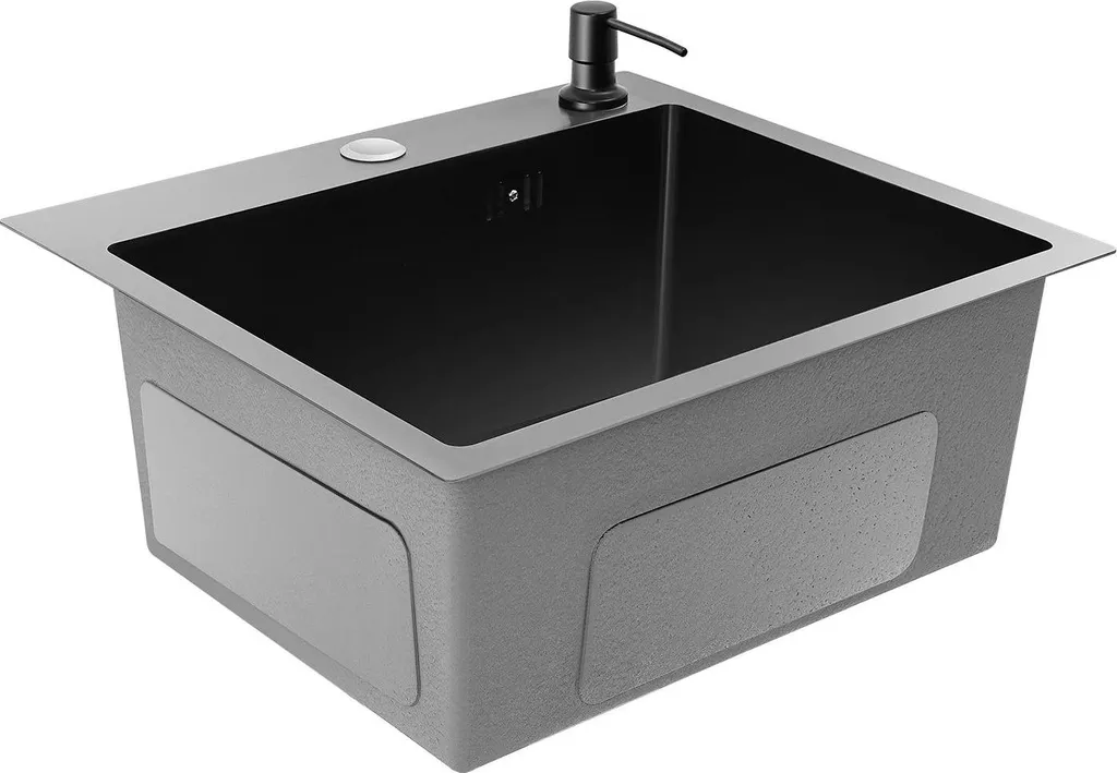 Évier de cuisine inox 40x45 avec distributeur de savon et panier inclus