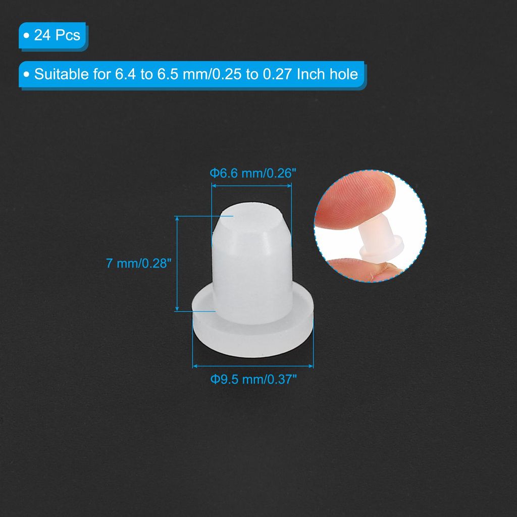 Gummistopfen Weiche Flexible Stopfen T-f?rmige Silikon-Stecker fš¹r 6,4 bis 6,5 mm Loch Wei? 24 Stš¹ck
