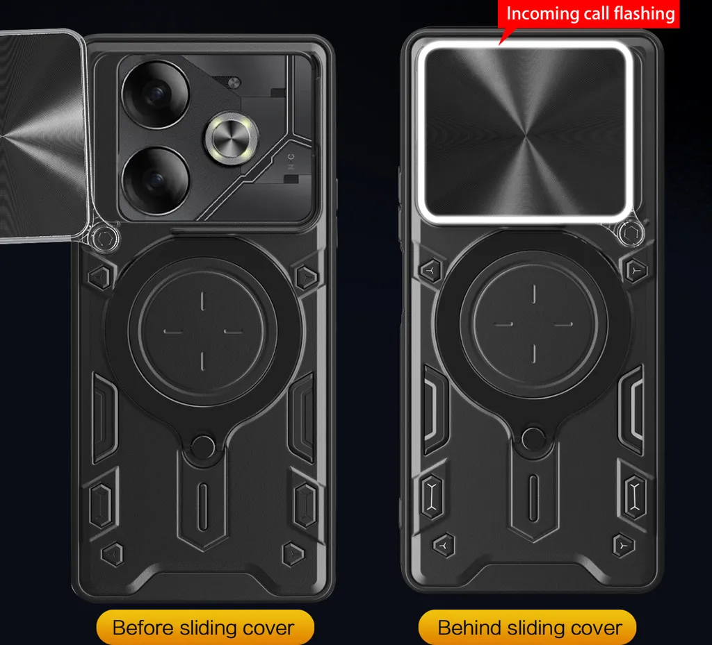 Custodia Tecno Pova 6 4G: Cover Blindata Argento con Anello e Protezione - 2