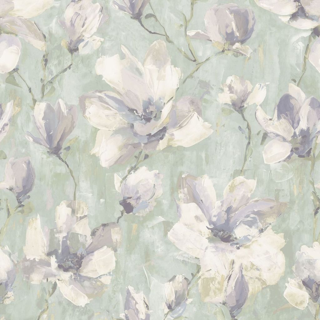 Grandeco - Tapete "Camilla", Floral AG3564 (10 m x 53 cm) (Grau/Salbeigrün)