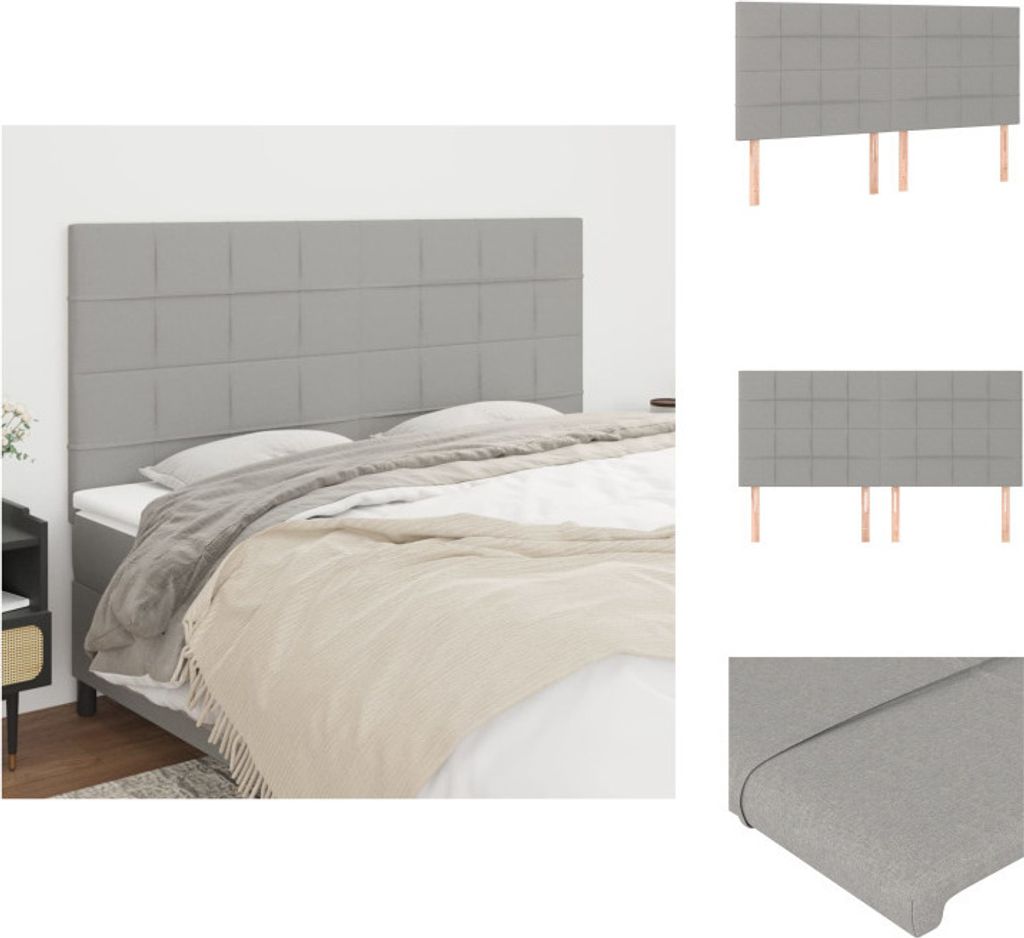 vidaXL Kopfteile 4 Stk. Hellgrau 100x5x78/88 cm Stoff - Kopf- & Fußenden
