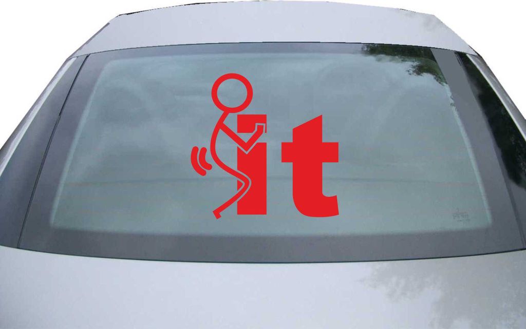 Indigos UG - Aufkleber Heckscheibe & Motorklappe DE2108 - rot - 600x591 mm - Fuck It - Auto Scheiben Fenster Heckklappe Tuning Racing JDM - Die cut