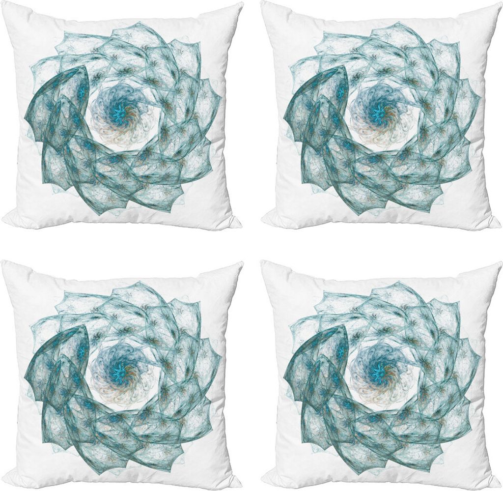 ABAKUHAUS Spiers Kissenbezug Set (4 Stück), Exquisite Blumen-Shaped, Moderner Doppelseitiger Digitaldruck, 50 cm x 50 cm, Teal