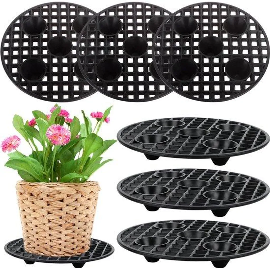 Supports à plantes robustes noir 20 cm en métal pour pot de fleurs