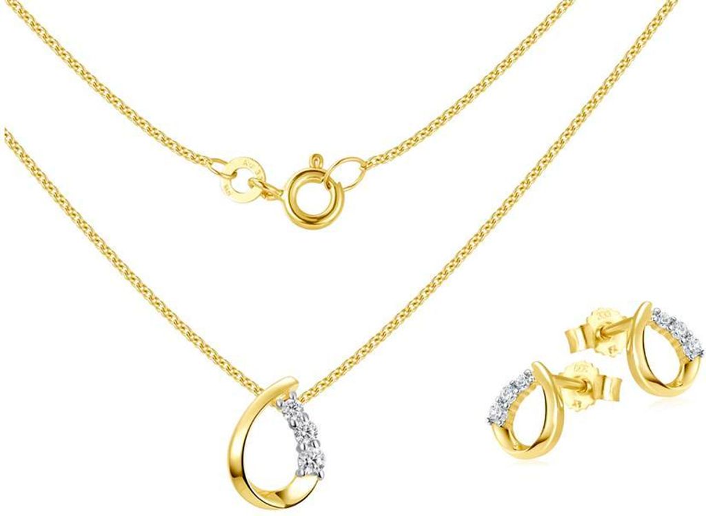 SILBERKETTEN STORE Schmuckset 3tlg. Panzerkette 1,2mm mit Anh. & Ohrst. SJR2048- 333 Gold - 45cm