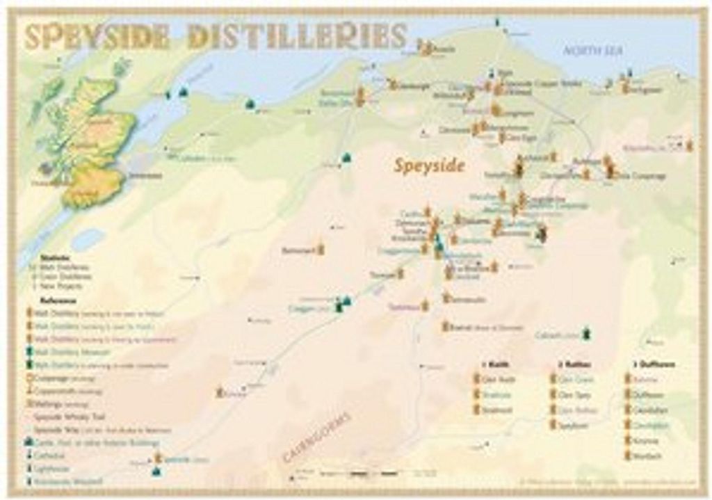 Whisky Distilleries Speyside - Tasting Map