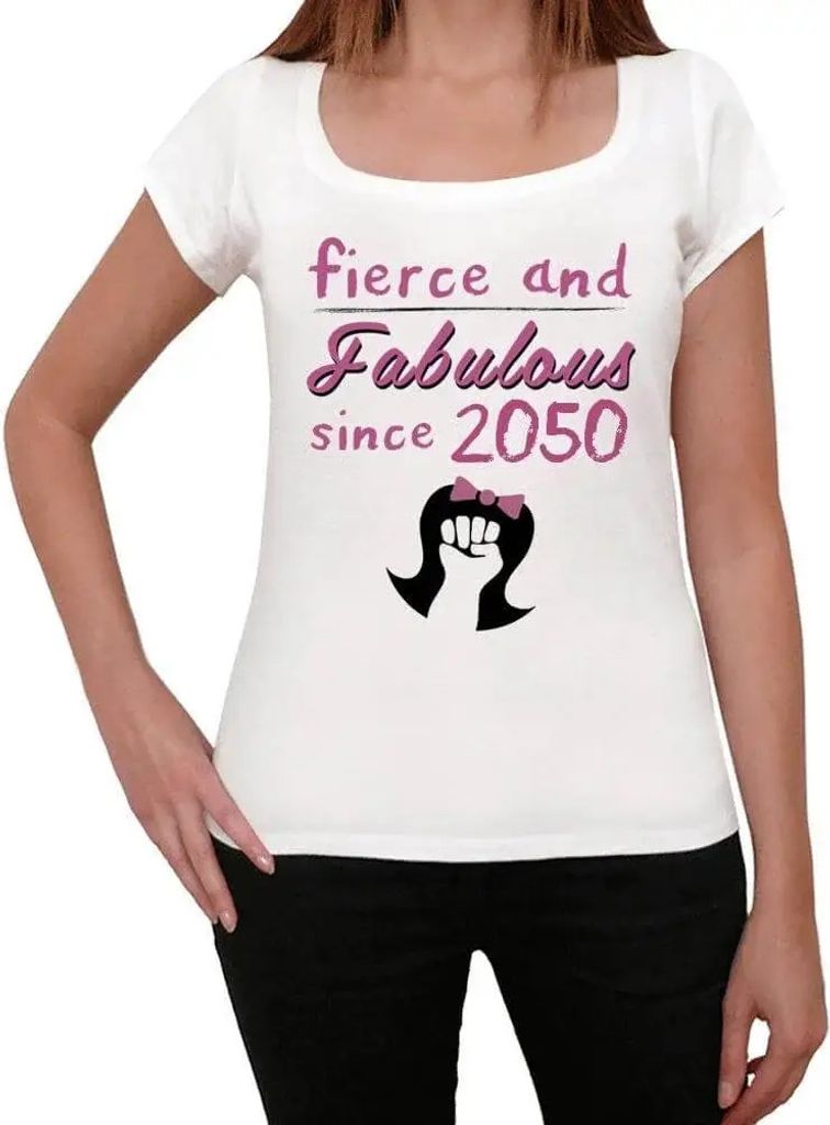 Damen Grafik T-Shirt Kämpferische und fabelhafte Frau seit 2050 – Fierce and Fabulous Woman Since 2050 – Öko-Verantwortlich Vintage Jahrgang ...