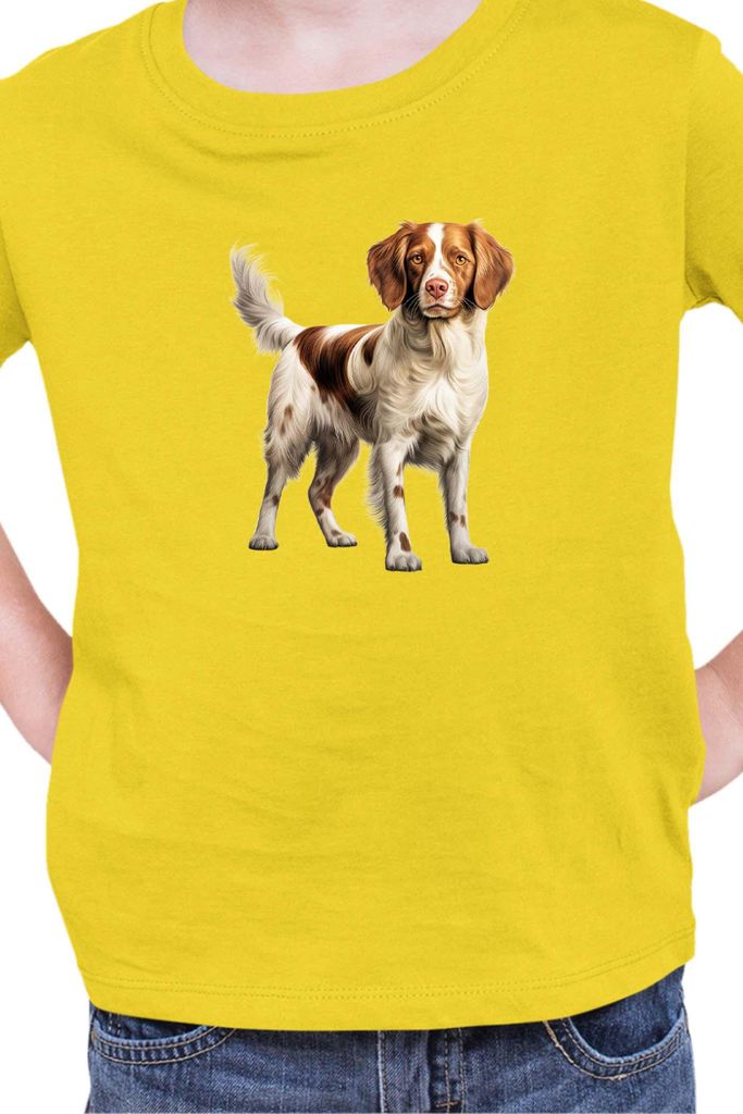 Kinder T-Shirt Dogs Breeds Brittany Dog Breed 007, 3-4 Jahr - 104 / Gelb