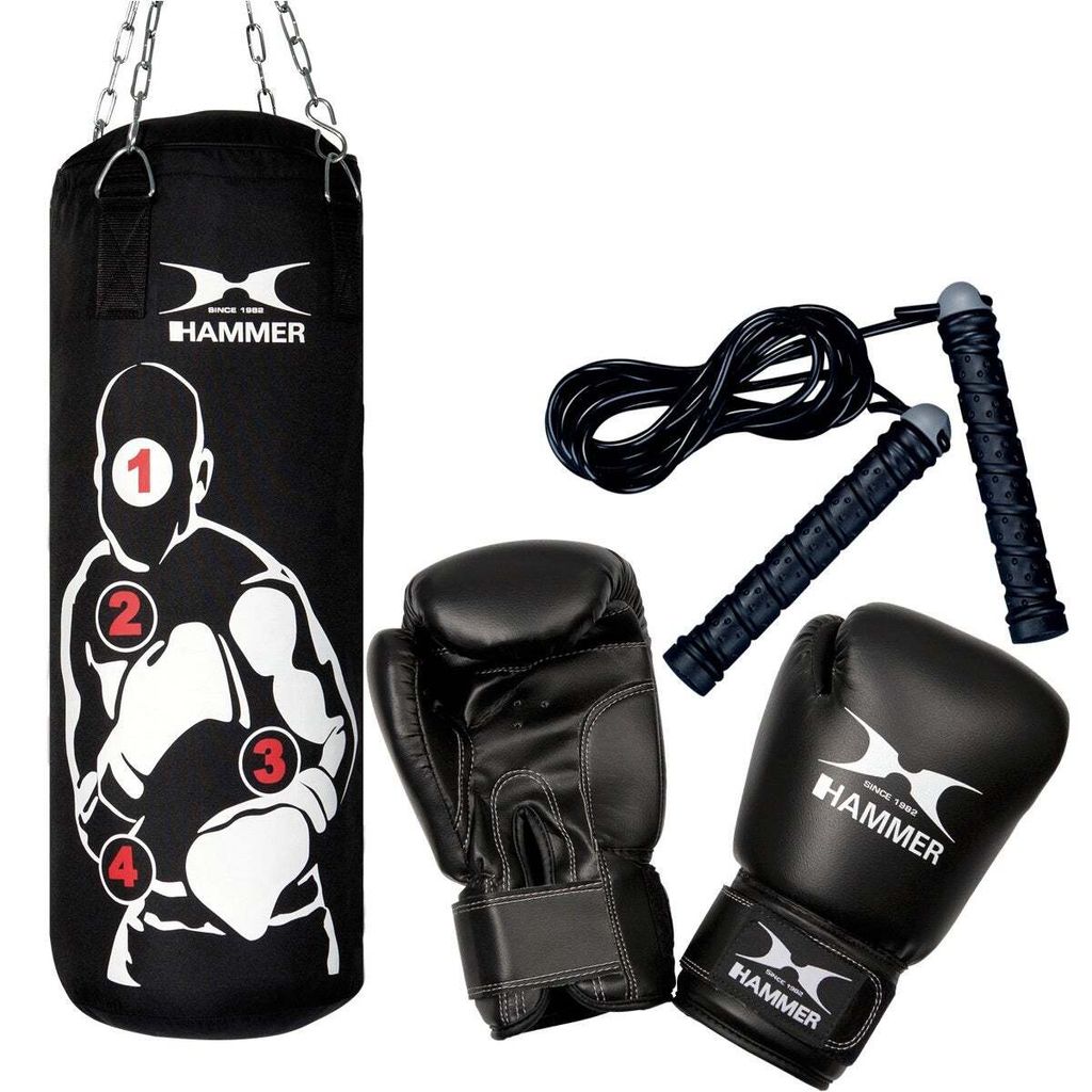 HAMMER Box-Set Sparring Pro Boxsack + Boxhandschuhe + Springseil
