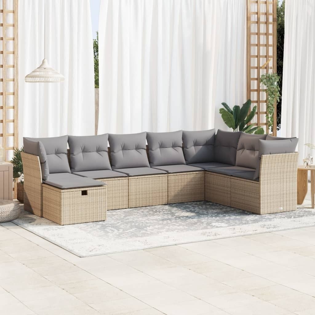 Maison Exclusive - 8-tlg. Garten-Sofagarnitur mit Kissen Beige Poly Rattan
