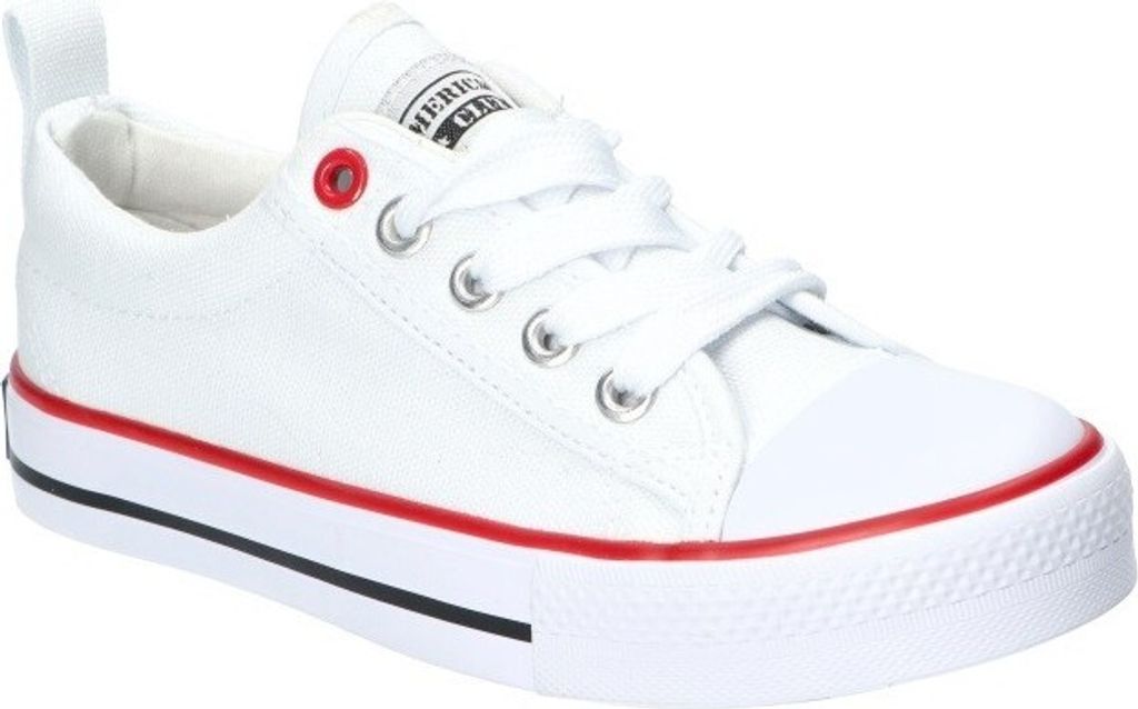 AMERICAN CLUB LH25 Original Kinder Schuhe Sneaker, luftige, geschnürte Canvas-Sneaker, Weiss 32