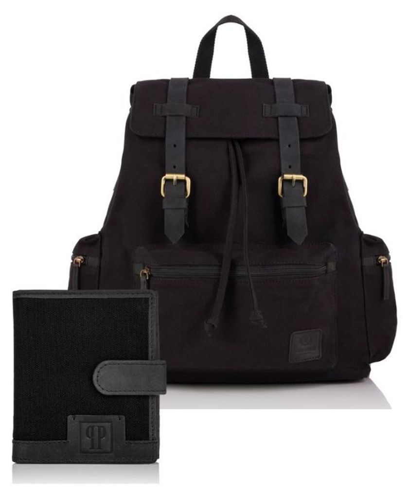 Herrengeldbörse T-04-BL und Herrenrucksack groß vintage T-24-BL Geschenkset ZUP-87-BL