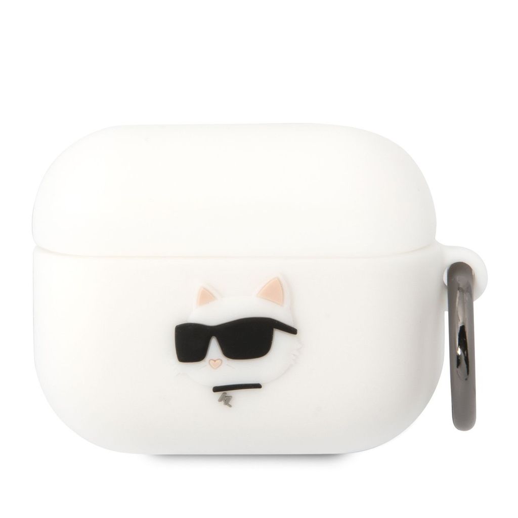 Karl Lagerfeld 3D Logo NFT Choupette Head Silicone Case für AirPods Pro weiß