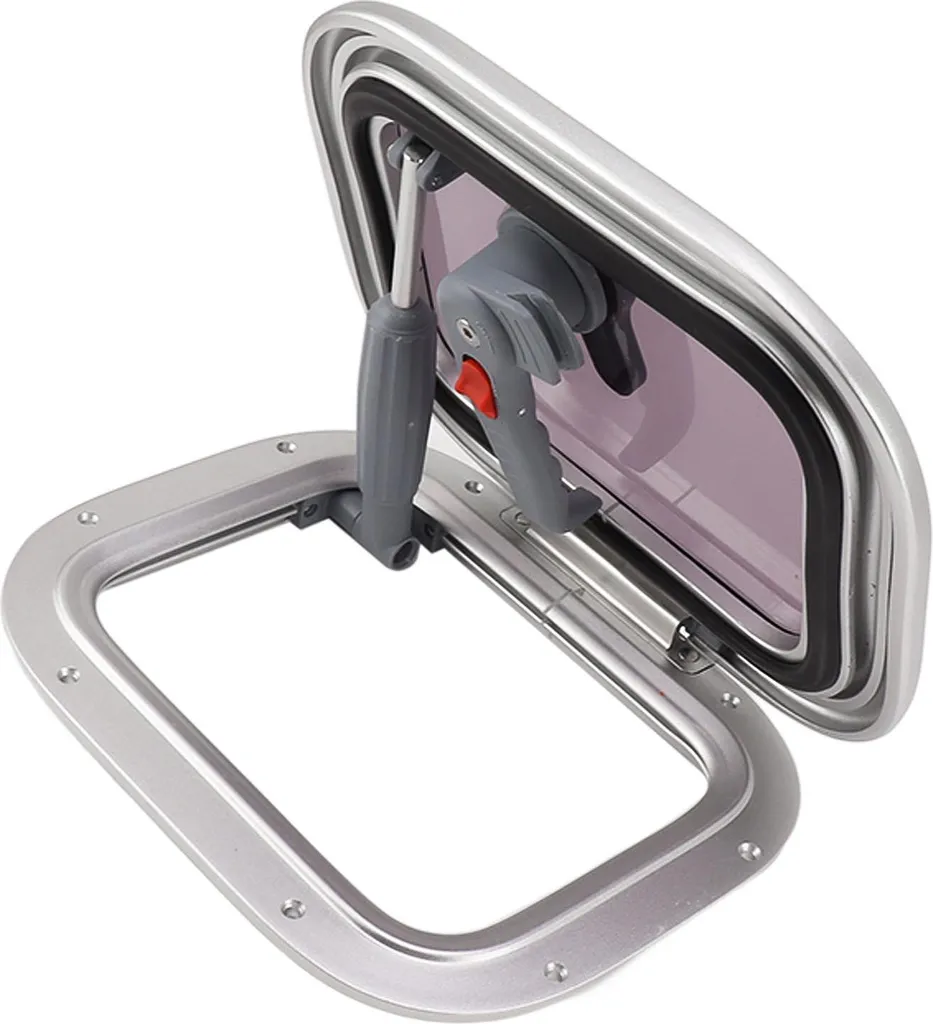 Fenêtre d'angle rectangulaire grise à ouverture extérieure pour bateau