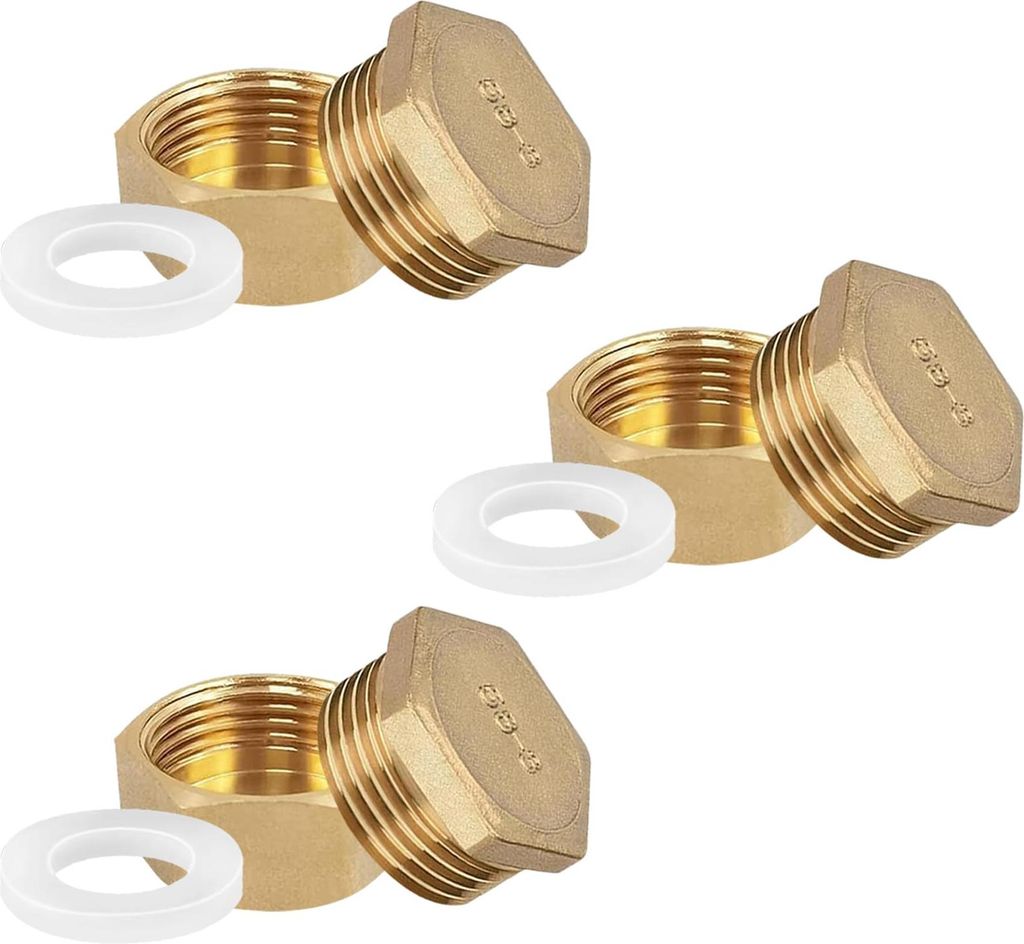 Messingstopfen 1/2" für Wasserrohre Hahngewinde Mutter Gold 10 Stück