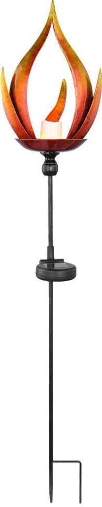 LED Solarlampe, Metall, schwarz, Feuereffekt, H 93cm