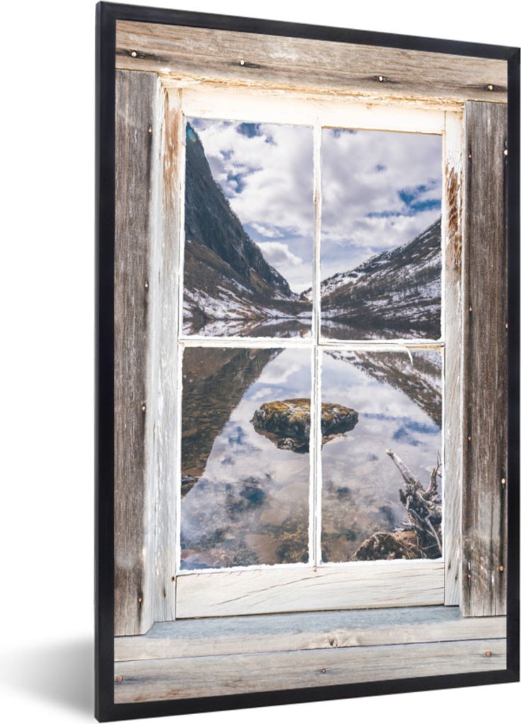 MuchoWow Gerahmtes Poster Aussicht - Berg - Wasser 20x30 cm - Poster mit Schwarzem Bilderrahmen Wandposter Rahmen Foto Bilder - Drucken - Bilder ...