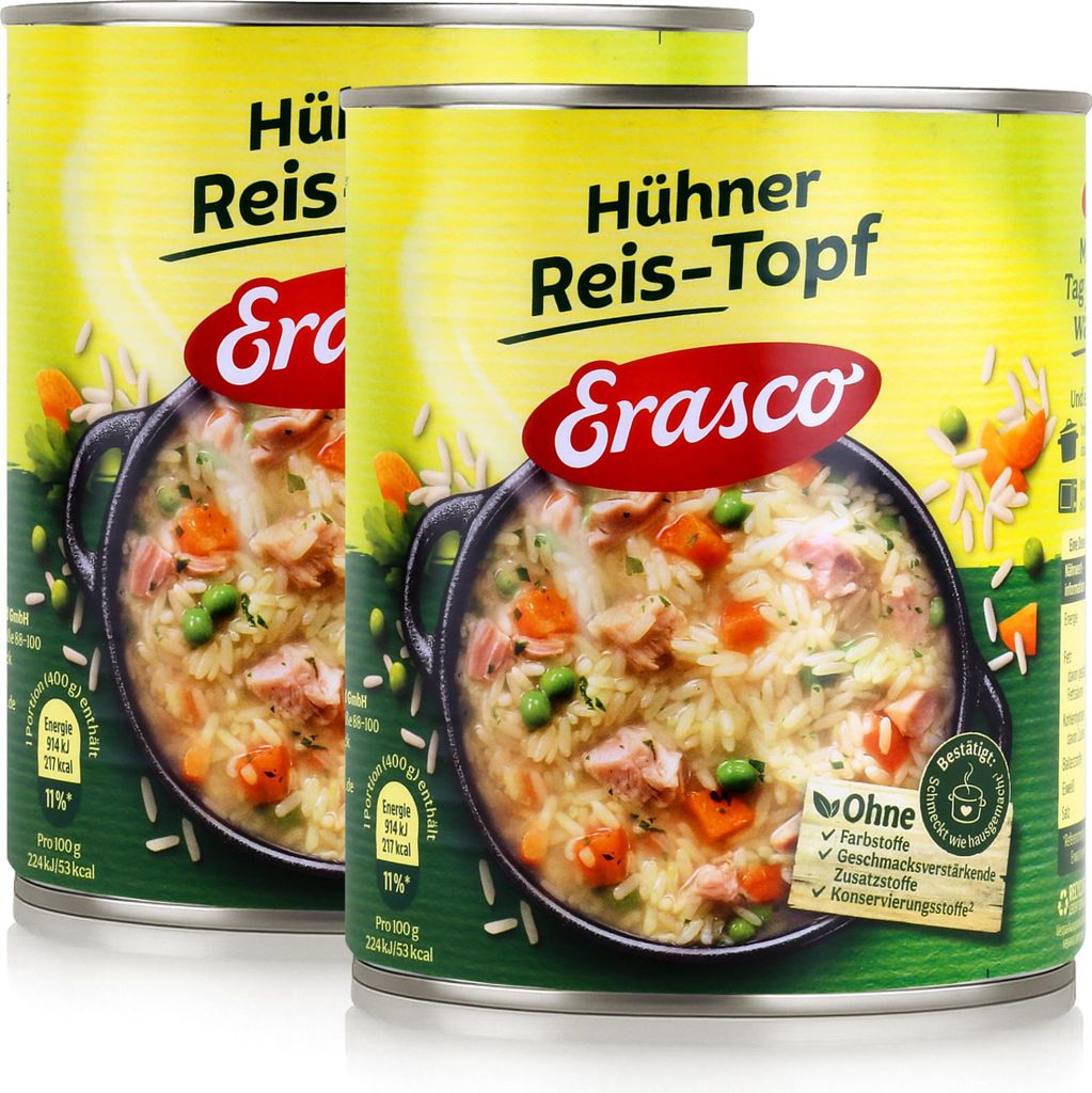 Erasco Hühner Reis-Topf 800g Fertigessen (2er Pack)