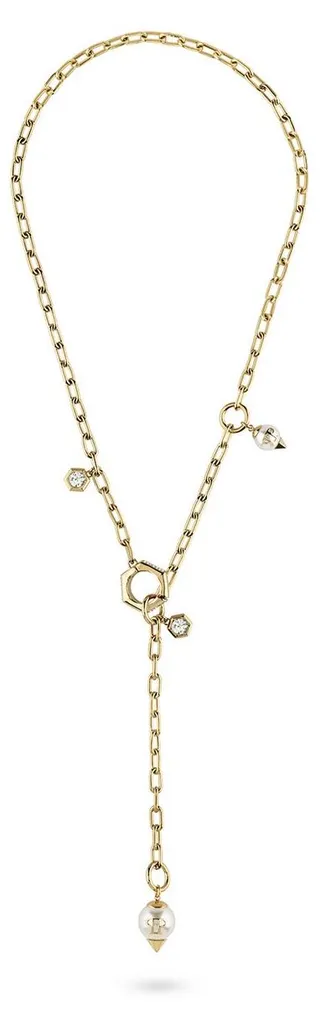 Sautoir Femme Philipp Plein RHAPSODY - Collier Maille Acier Argenté 62cm