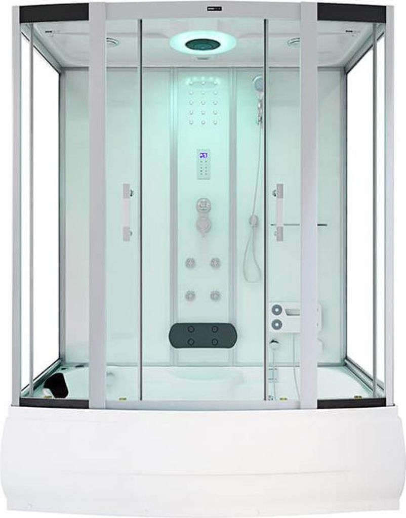 HOME DELUXE - Dampfdusche DIAMOND - Weiß, Maße: 170 x 90 x 220 cm - inkl. Radio, Regendusche und komplettem Zubehör I Dampfsauna, Badewanne, Whi...