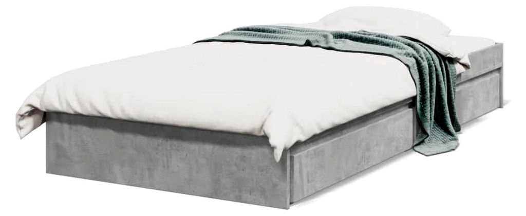 Bettgestell mit Schubladen in Betongrau 90x190 cm aus Holzwerkstoff