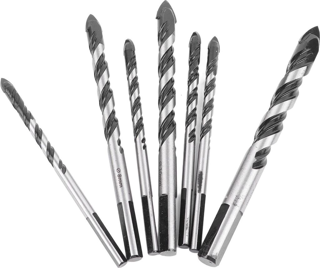 7-teiliges Spiralbohrer-Set, multifunktionaler dreieckiger Spiralbohrer aus schwarzem Hartmetall