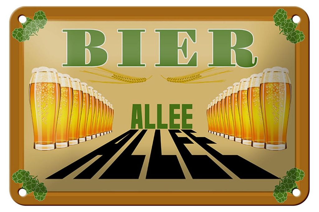 Blechschild Alkohol 18x12cm Bier Allee
