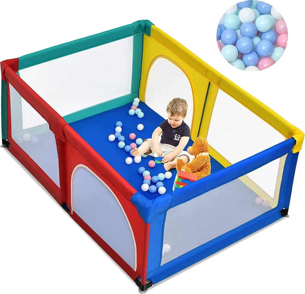 Parc bébé stable 120x190cm : évitez les chutes avec le filet de sécurité