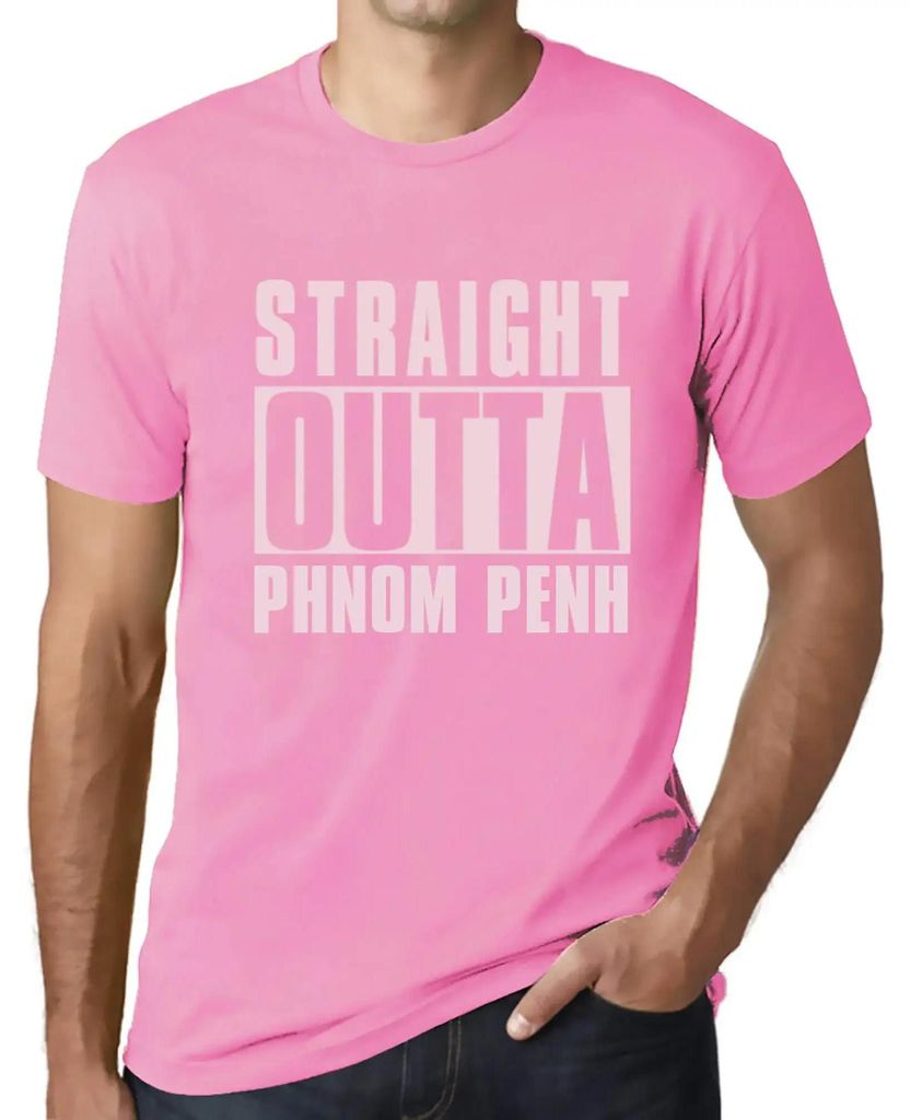 Herren Grafik T-Shirt Direkt aus Phnom Penh – Straight Outta Phnom Penh – Öko-Verantwortlich Vintage Jahrgang Kurzarm Lustige Druck Geburtstag