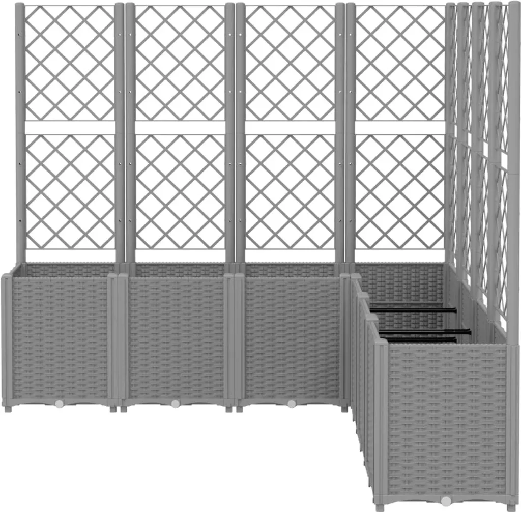 Bac à fleurs design 160x160 cm gris clair avec treillis résistant - 3