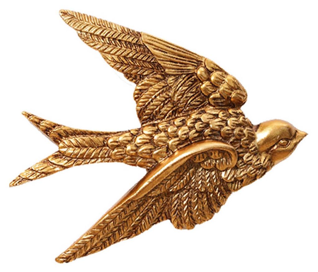 1/2 Stück geschnitzte Schwalben-Wandskulptur, goldener fliegender Vogel, Wandkunst für Zuhause, Schlafzimmer, Wohnzimmer, Badezimmer, Wanddekorat...