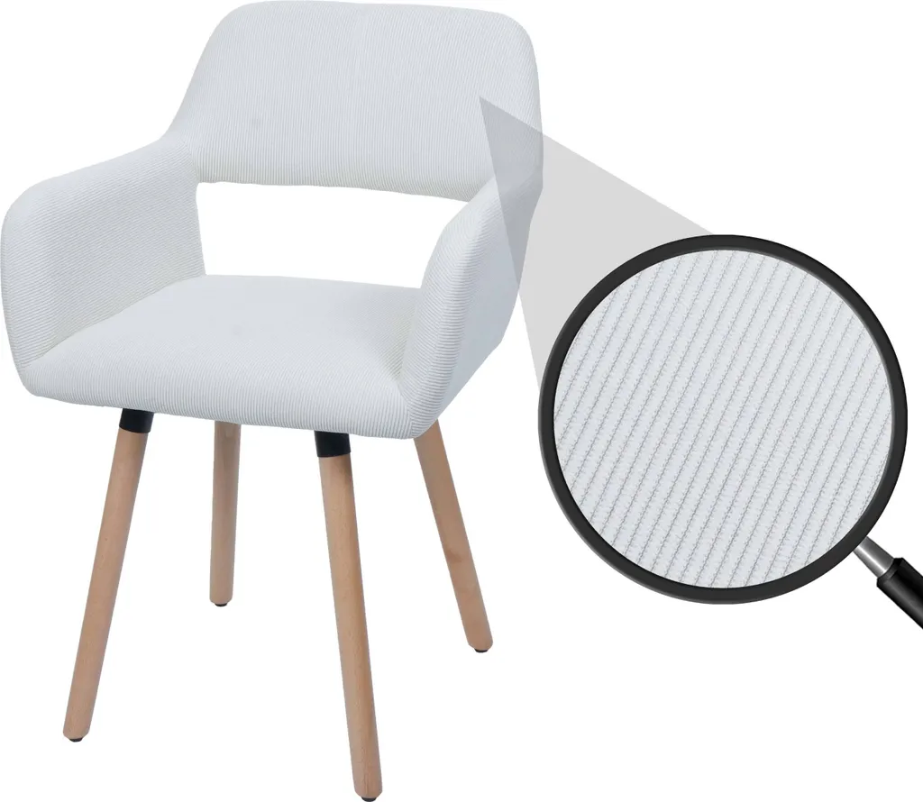 Sedia Sala da Pranzo Imbottita HWC-A50 II Bianco Crema Tessuto