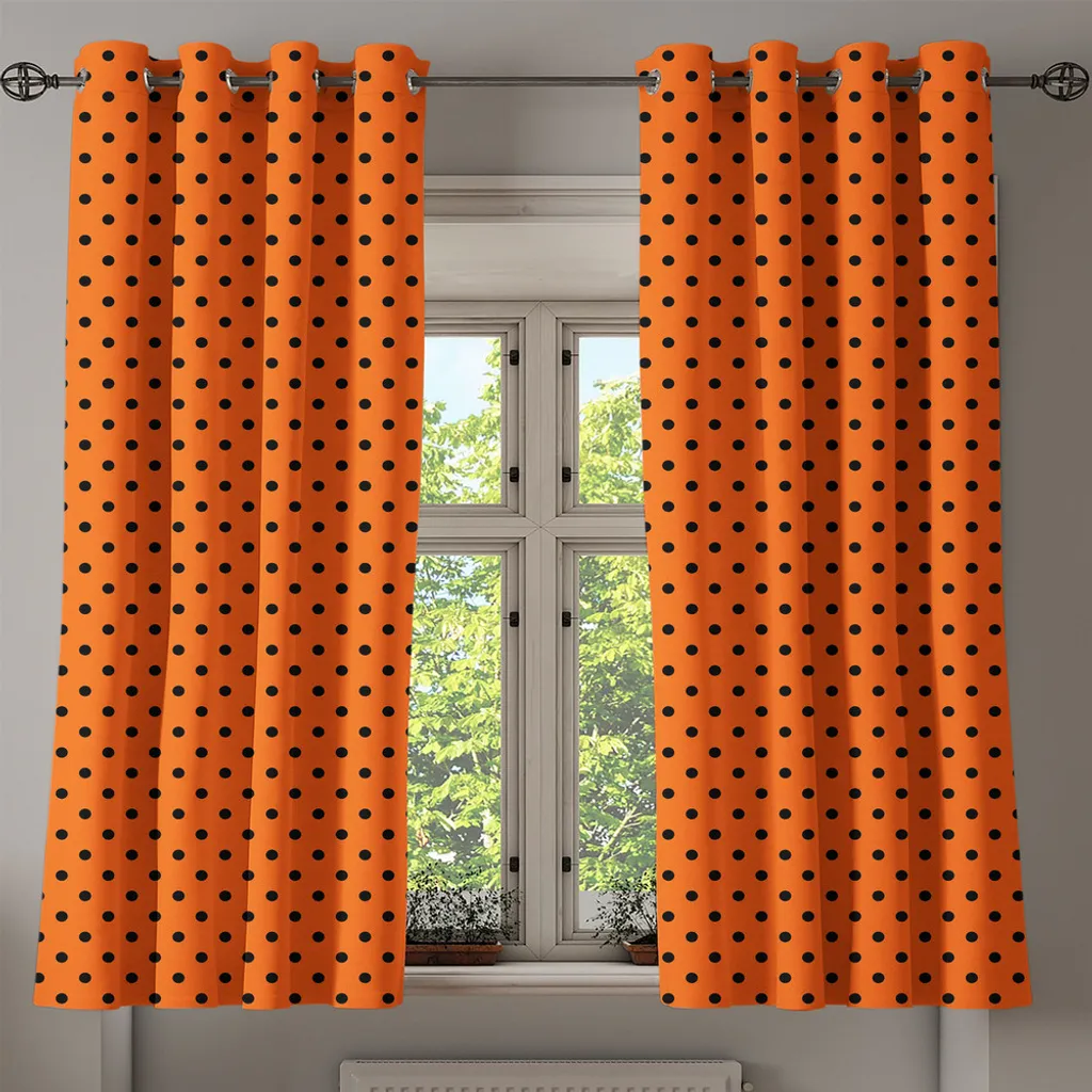 Rideau vintage orange pour décoration de salon rétro lot de 2 panneaux - 2
