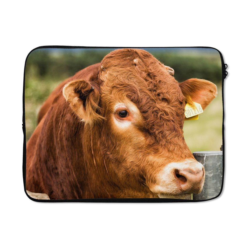 MuchoWow Laptop Hülle 15 Zoll Schottischer Highlander - Berg - Zaun Laptoptasche - Laptoptasche - Sleeve - Rundum-Schutz