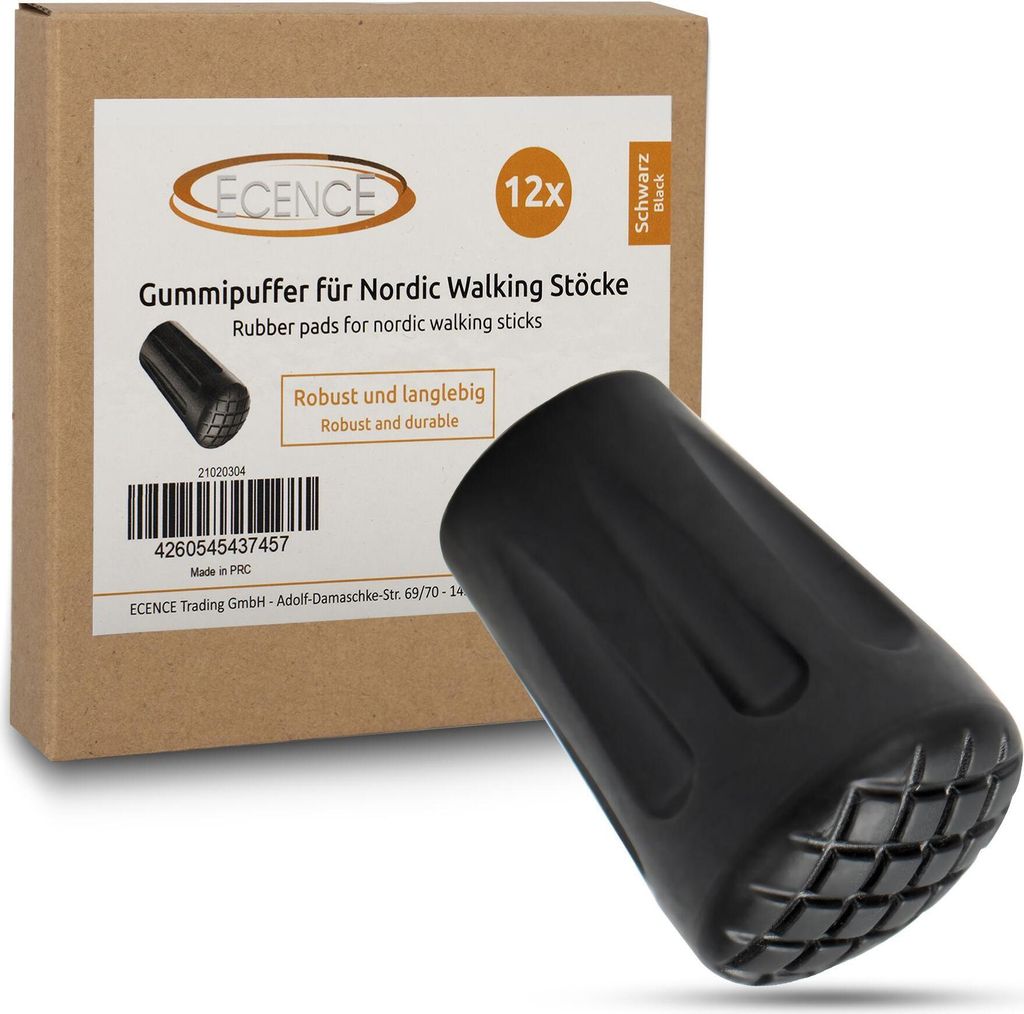 ECENCE 12x Nordic Walking Stöcke Gummipuffer, Aufsätze Trekkingstöcke, Nordic Walking Pads, Aufs