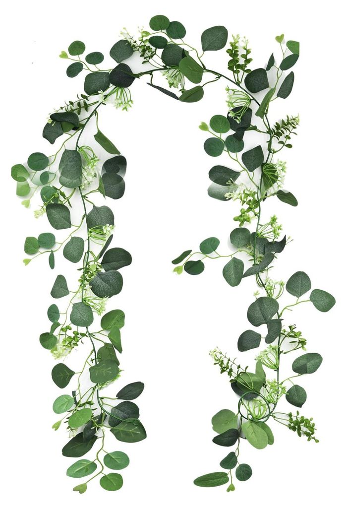 Künstliche Eukalyptus-Girlande, 180 cm lang – realistische grüne Eukalyptusblätter für die Dekoration im Innen- und Außenbereich, Hochzeiten...