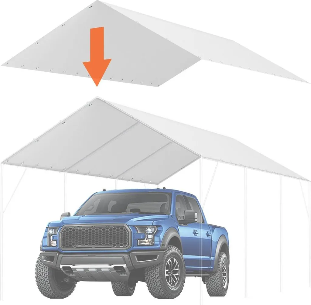 Bâche de toit pour abri voiture 3x6m protection solaire et pluie blanche