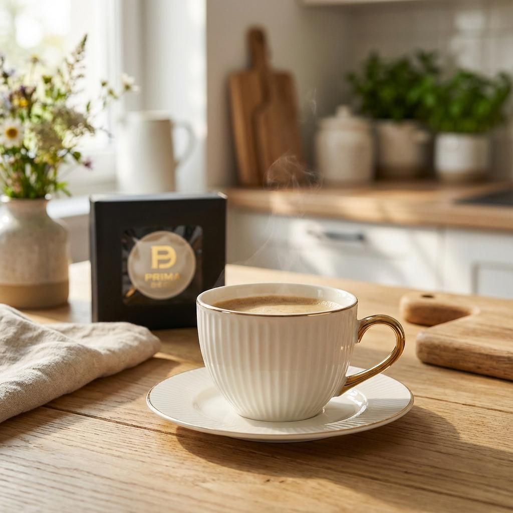 Porzellantasse mit Untertasse Ecru gerippt Goldohr Aurora 260 ml