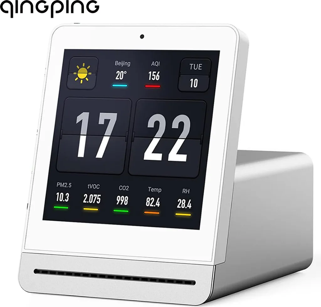 QingPing Détecteur de Qualité de l'Air CO2 et PM2.5 Blanc - Moniteur Complet