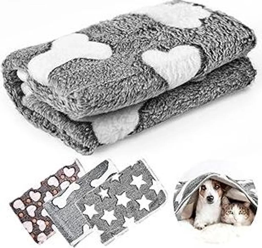 Neerow Set 3 Coperte per Cani 60x40cm - Pile Morbido e Lavabile