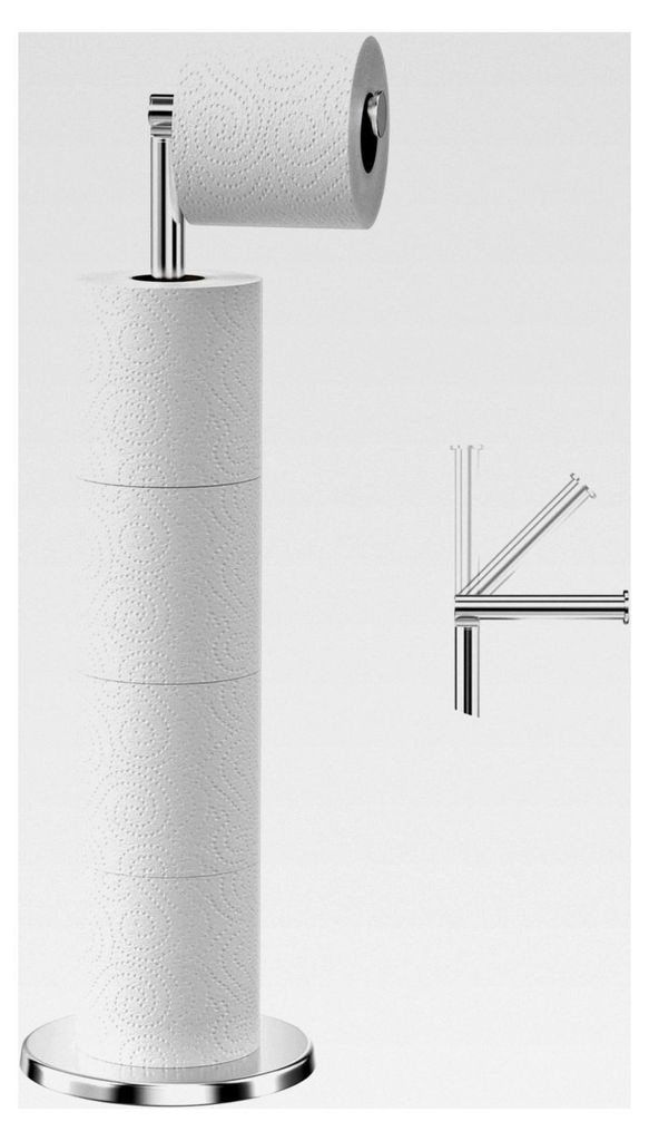 Stehender Toilettenpapierhalter aus Edelstahl, freistehender Klorollenhalter ohne Bohren, Toilettenrollenhalter für die Aufbewahrung von Toiletten...