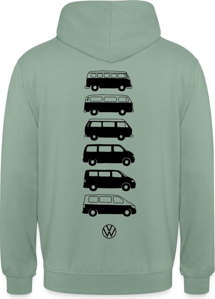 Spreadshirt Volkswagen Camper Evolution Mit Logo Uni Hoodie, L, Graugrün