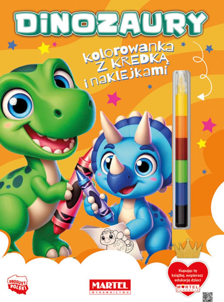 Martel Kolorowanka Dinozaury: Kredka, Naklejki, 16 Stron