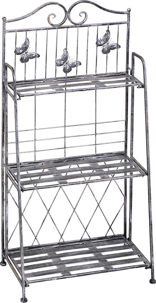 Pflanzregal Pflanzenständer Blumenregal Blumenständer Blumentreppe Gartenregal 3 Ebenen Metall Silbergrau 44 x 25 x 96 cm
