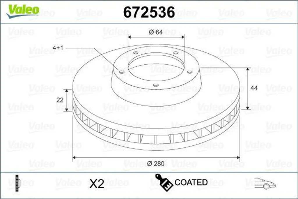 Disque de Frein Haute Performance Valeo 672536, Montage OE Mini 280mm