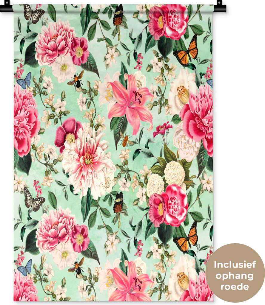 MuchoWow Wandteppich Wandbehang Blumen - Insekten - Frühling 60x90 cm Tapisserie Dekoration Wandtuch - Foto-Teppich - Abwaschbar